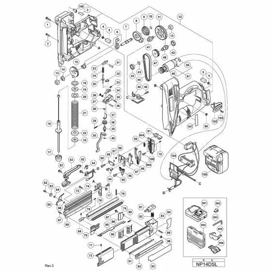 Hitachi NP14DSL Spare Parts List