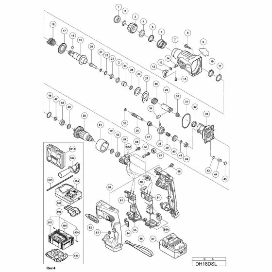 Hitachi DH18DSL Spare Parts List