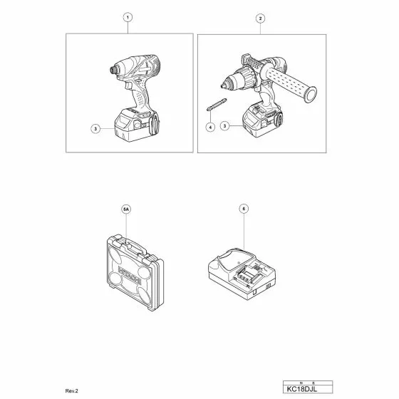 Hitachi KC18DJL Spare Parts List