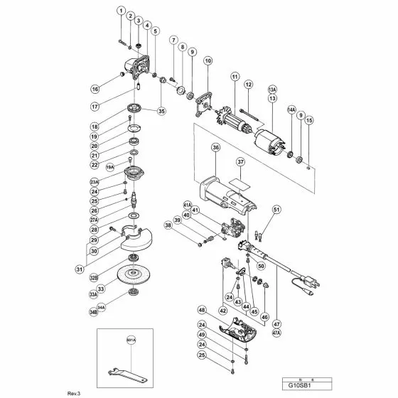 Hitachi G10SB1 Spare Parts List