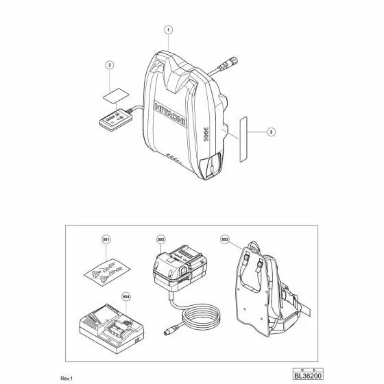 Hitachi BL36200 Spare Parts List