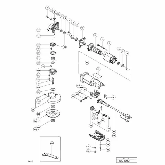 Hitachi PDA-100D Spare Parts List