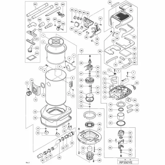 Hitachi RP350YE Spare Parts List