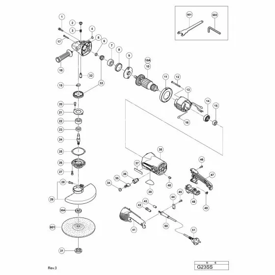 Hitachi G23SS Spare Parts List