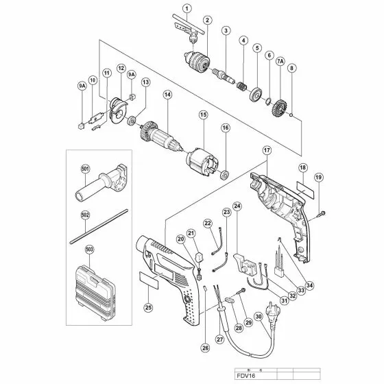 Hitachi FDV16 Spare Parts List