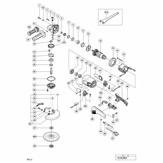 Hitachi G18UB2 Spare Parts List