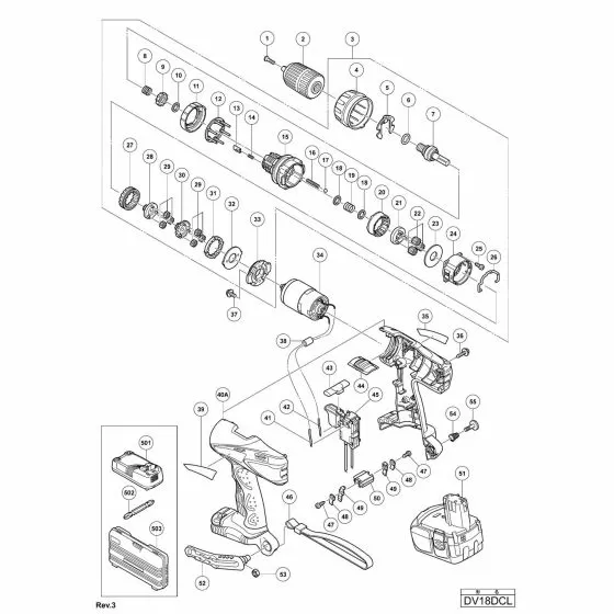 Hitachi DV18DCL Spare Parts List