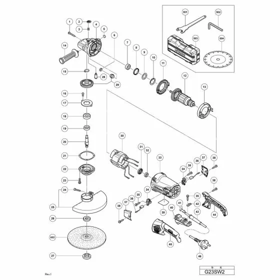 Hitachi G23SW2 Spare Parts List