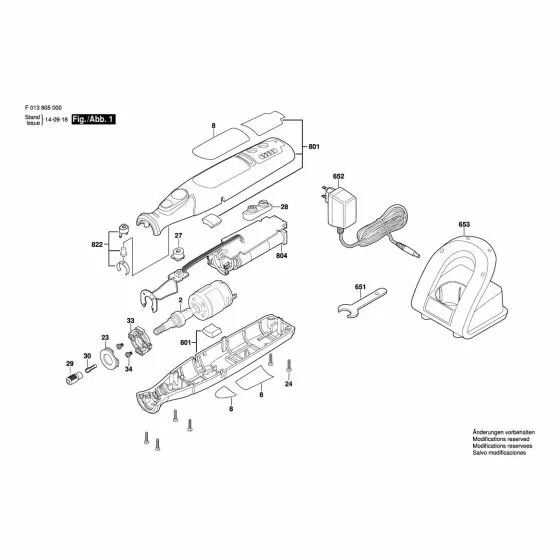 Dremel 8050 Spare Parts List Type: F 013 805 054