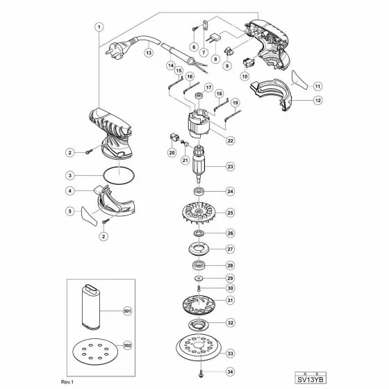 Hitachi SV13YB Spare Parts List