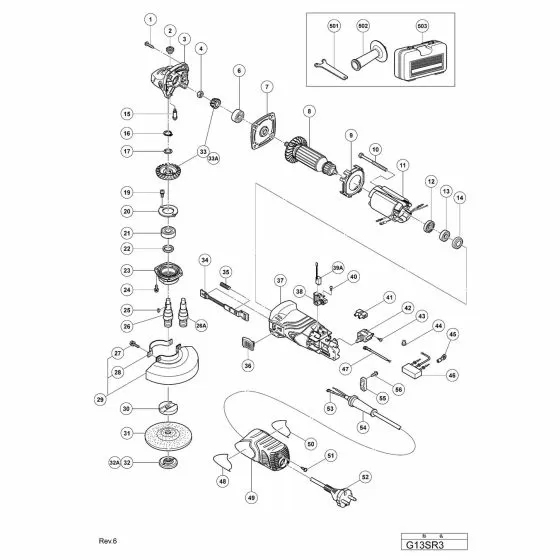 Hitachi G13SR3 Spare Parts List