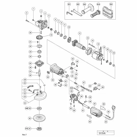 Hitachi G13VA Spare Parts List