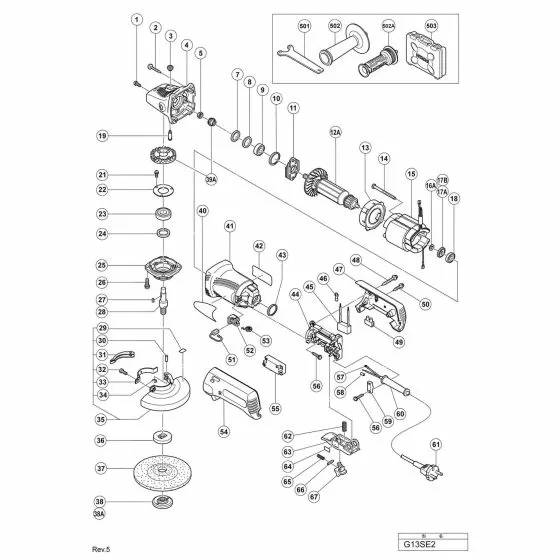 Hitachi G13SE2 Spare Parts List