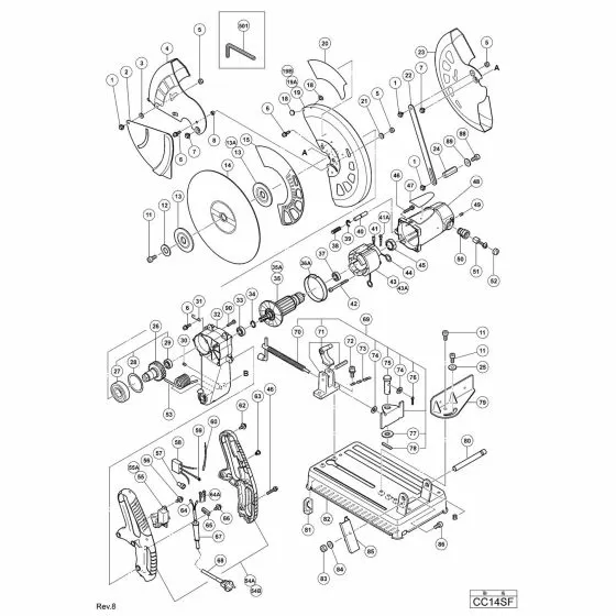 Hitachi CC14SF Spare Parts List