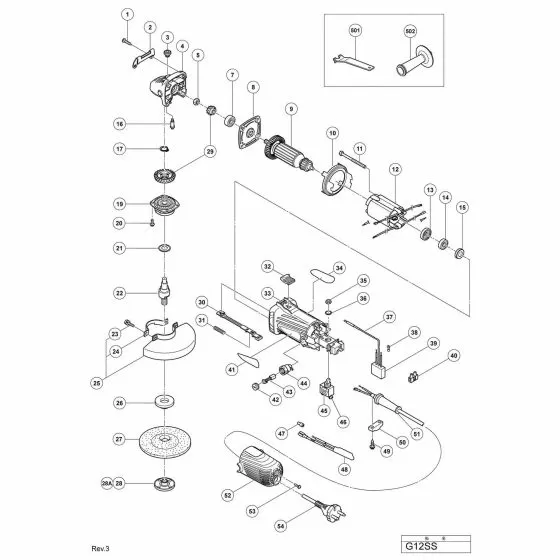 Hitachi G12SS Spare Parts List