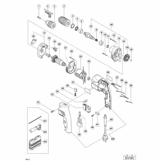 Hitachi DV16V Spare Parts List