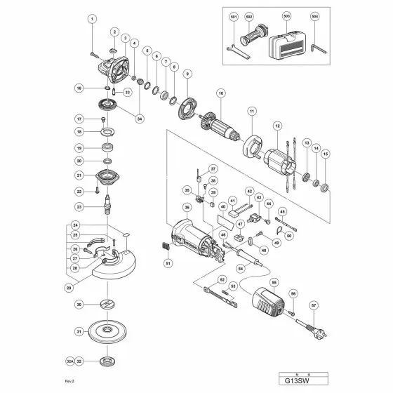 Hitachi G13SW Spare Parts List