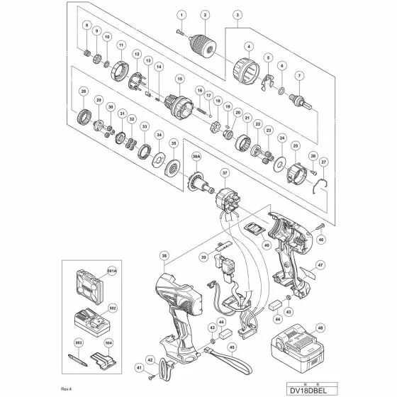 Hitachi DV18DBEL Spare Parts List