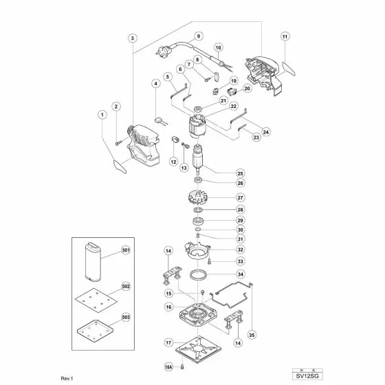 Hitachi SV12SG Spare Parts List