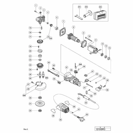 Hitachi G10SR3 Spare Parts List