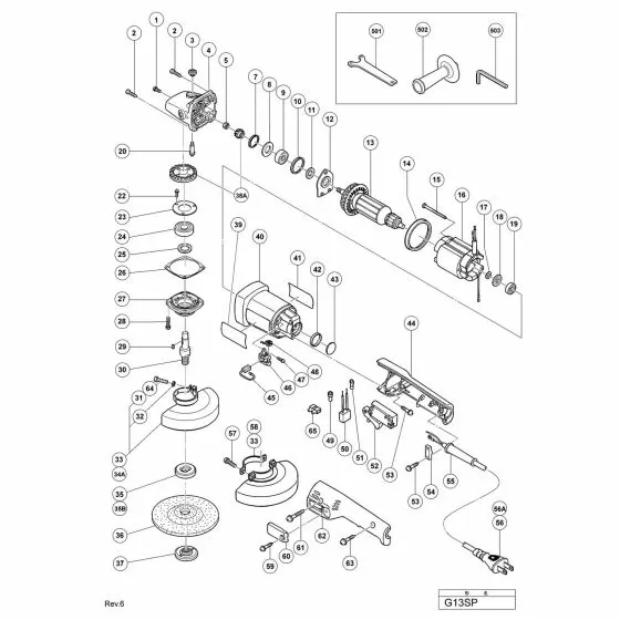 Hitachi G13SP Spare Parts List