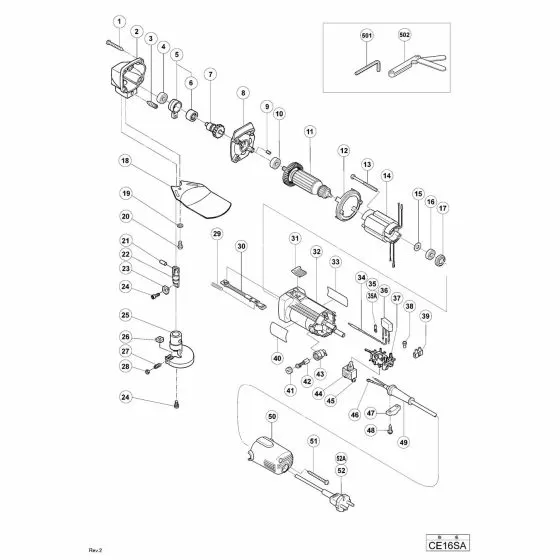 Hitachi CE16SA Spare Parts List