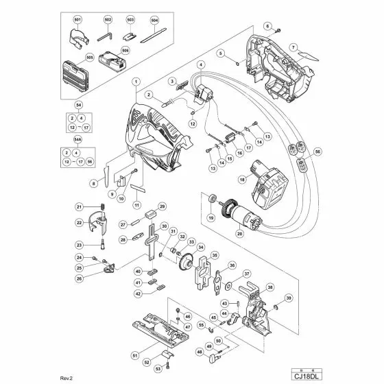 Hitachi CJ18DL Spare Parts List