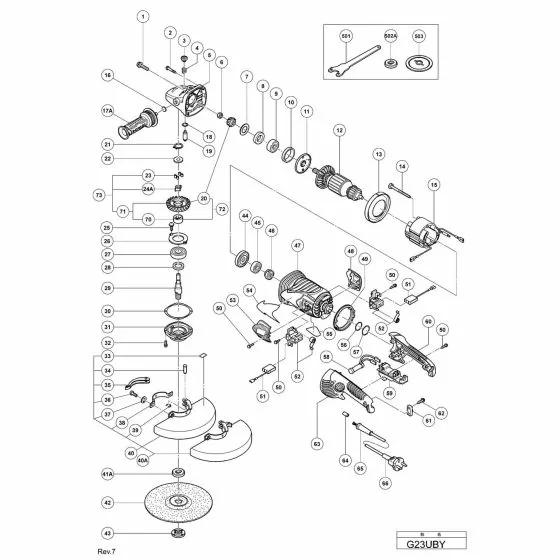 Hitachi G23UBY Spare Parts List