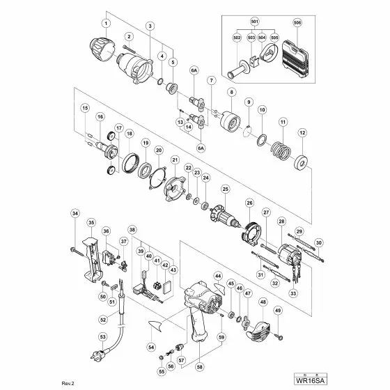 Hitachi WR16SA Spare Parts List