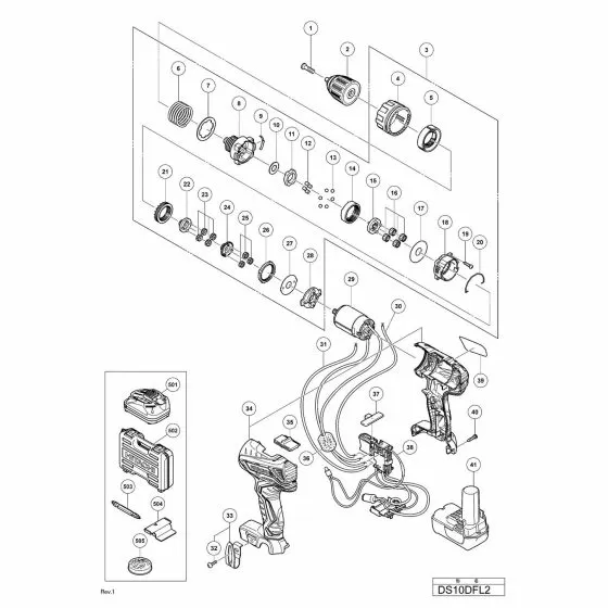 Hitachi DS10DFL2 Spare Parts List