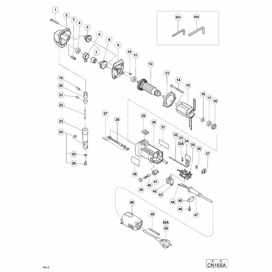 Hitachi CN16SA Spare Parts List