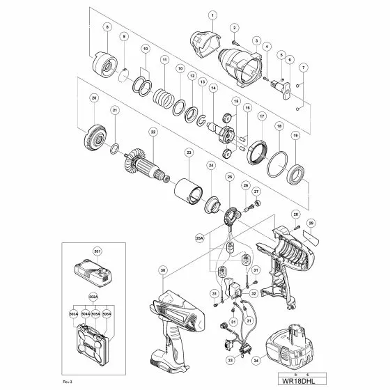 Hitachi WR18DHL Spare Parts List