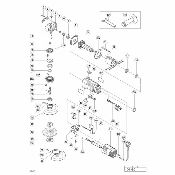 Hitachi G13SD Spare Parts List