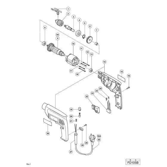 Hitachi FD10SB Spare Parts List