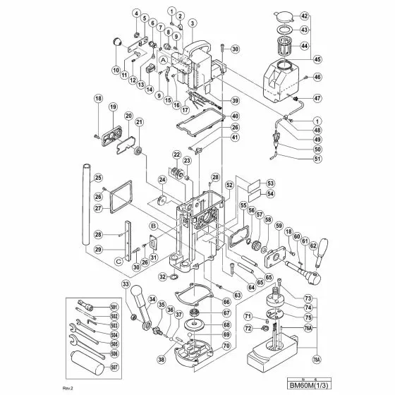 Hitachi BM60M Spare Parts List