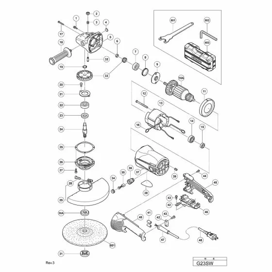 Hitachi G23SW Spare Parts List