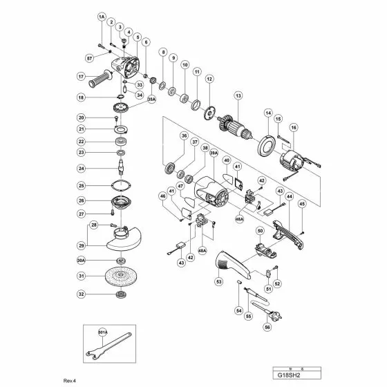 Hitachi G18SH2 Spare Parts List