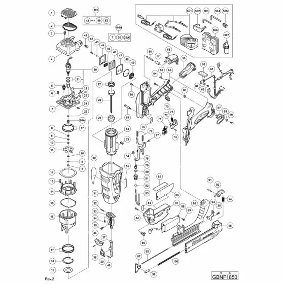 Hitachi GBNF1850 Spare Parts List