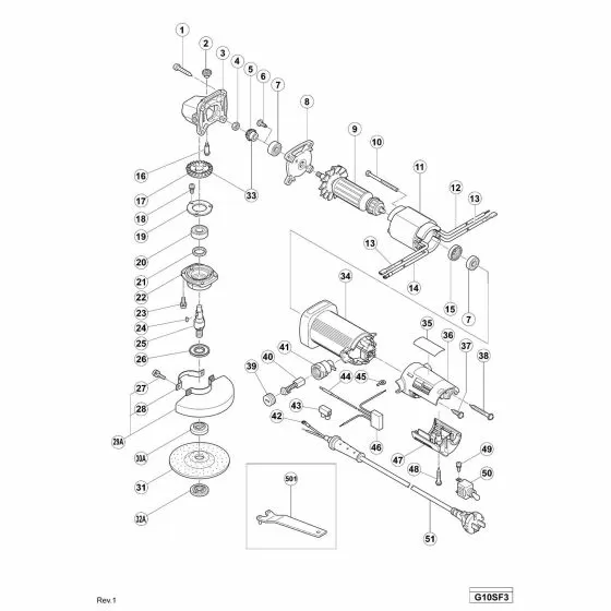 Hitachi G10SF3 Spare Parts List