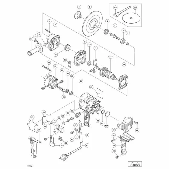 Hitachi S18SB Spare Parts List