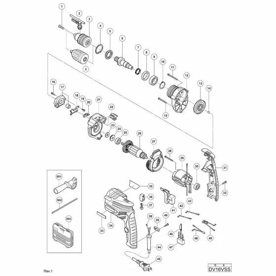 Hitachi DV16VSS Spare Parts List