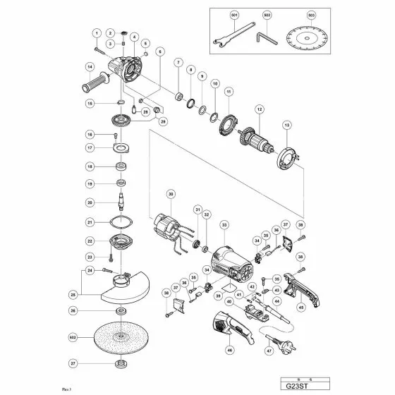 Hitachi G23ST Spare Parts List