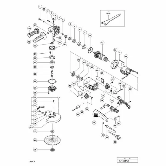 Hitachi G18UA2 Spare Parts List