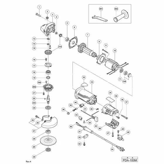 Hitachi PDA-100M Spare Parts List