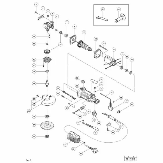 Hitachi G10SS Spare Parts List