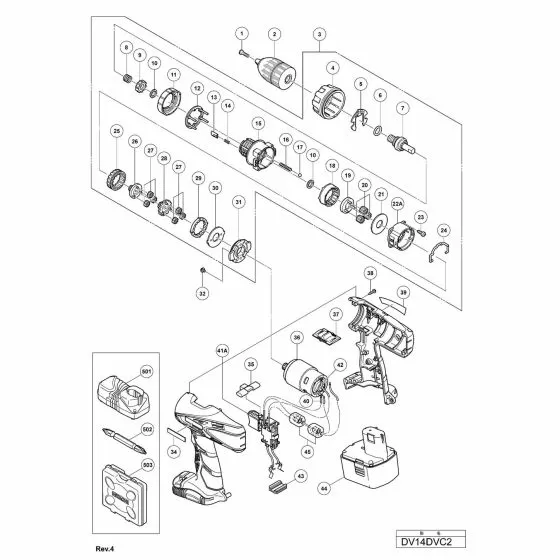 Hitachi DV14DVC2 Spare Parts List