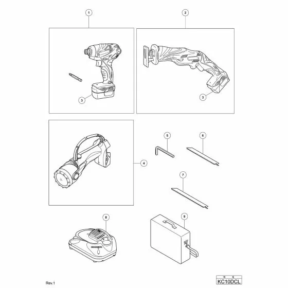 Hitachi KC10DCL Spare Parts List