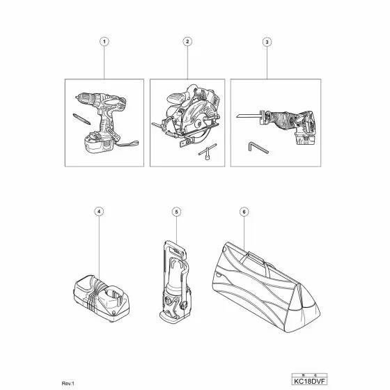 Hitachi KC18DVF Spare Parts List