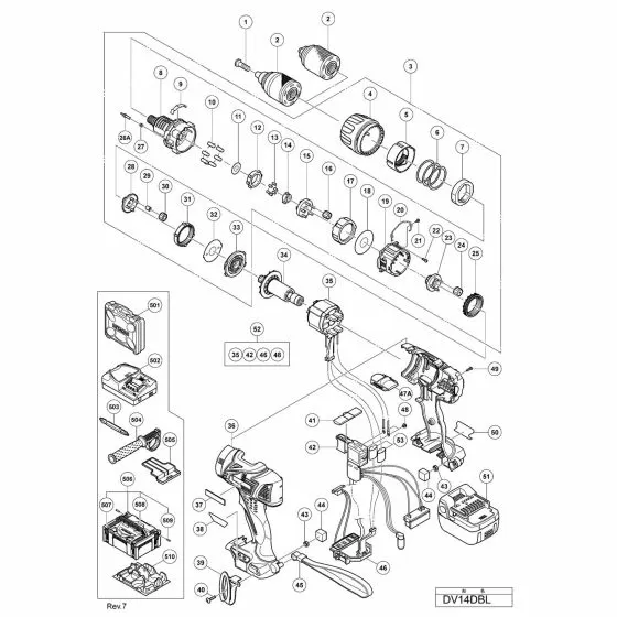 Hitachi DV14DBL Spare Parts List