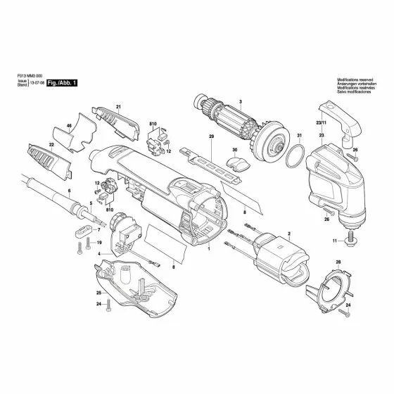 Dremel MM30 Spare Parts List Type: F 013 MM3 000